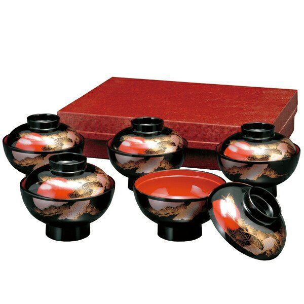 輪島塗 鉄泉蒔絵 椀 蓋付 花 吸い飲椀 箱付 輪島塗 鉄泉蒔絵 椀 蓋付