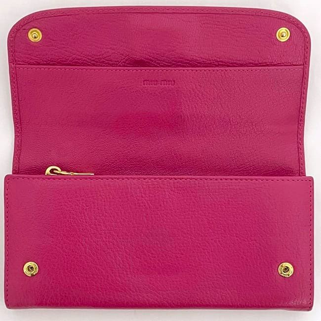 ミュウミュウ 二つ折り 長財布 ec-22779 ピンク 財布 美品 レザー