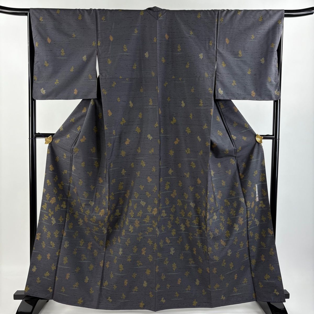 訪問着 身丈156cm 裄丈65cm M 袷 落款あり 辻が花柄 金彩 ぼかし 緑 正絹 名品 中古