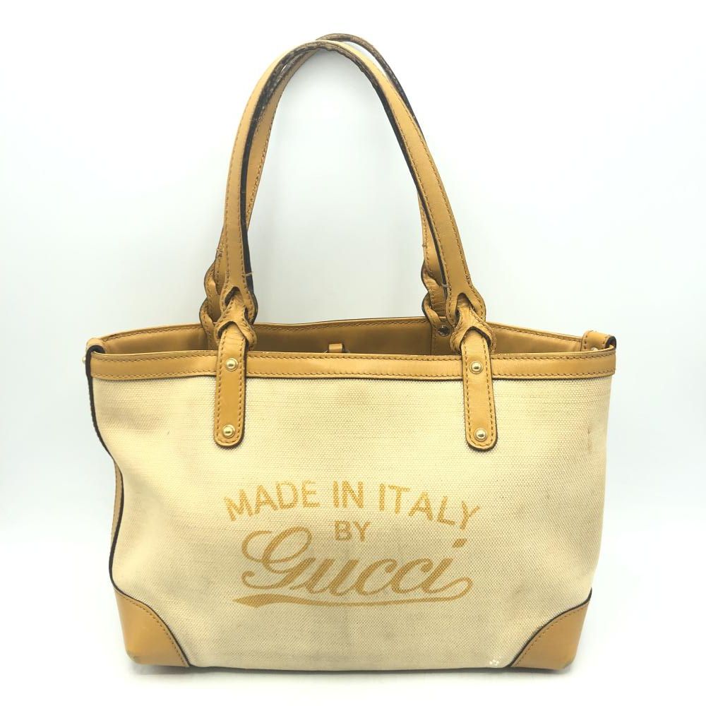 GUCCI クラフト トートバッグ ポーチ付き イエロー 269878 ▲角スレあり グッチ 17