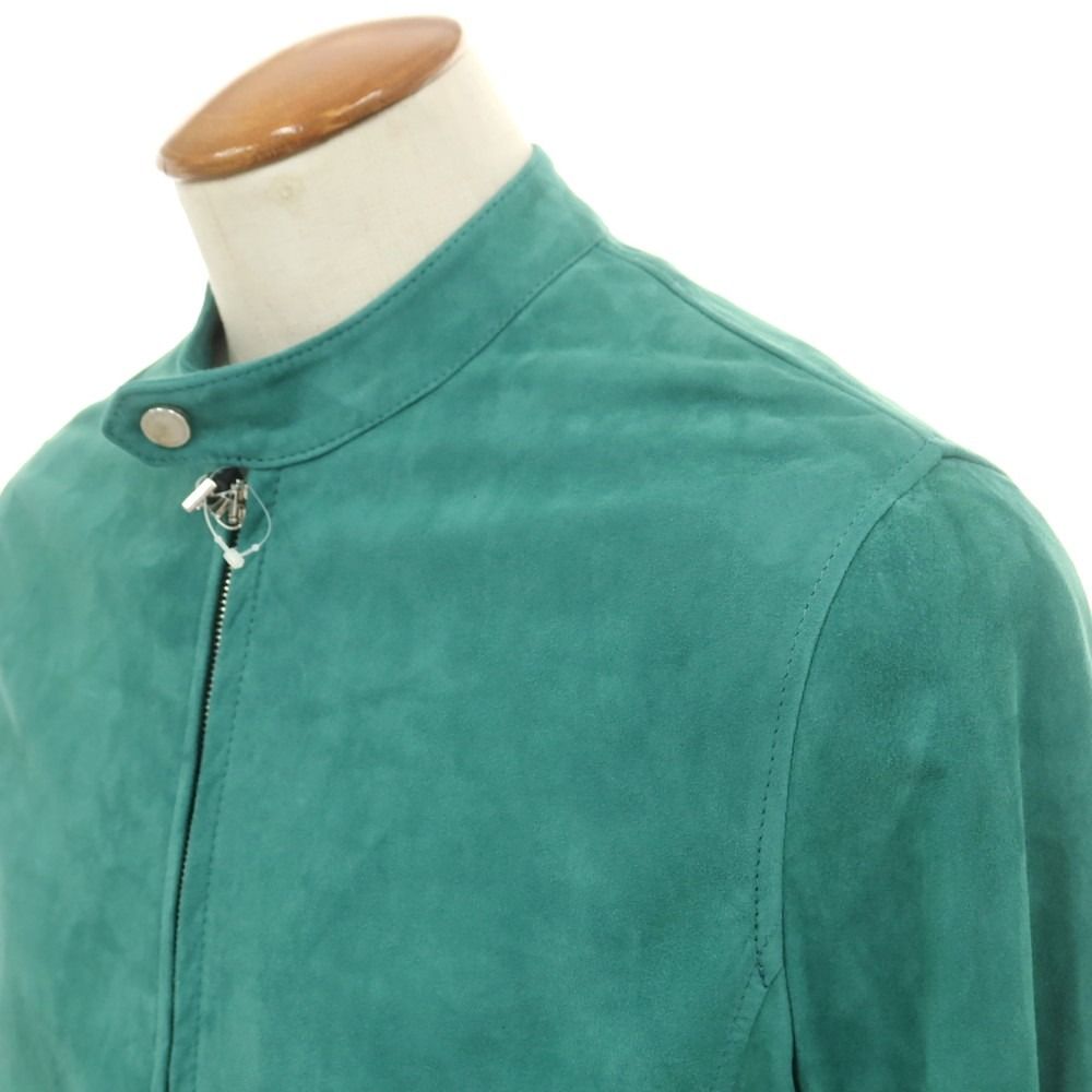 アウトレット タリアトーレ TAGLIATORE STANLEY ラムスエード ダブルジップ シングルライダース レザーブルゾン グリーン サイズ48 メンズ
