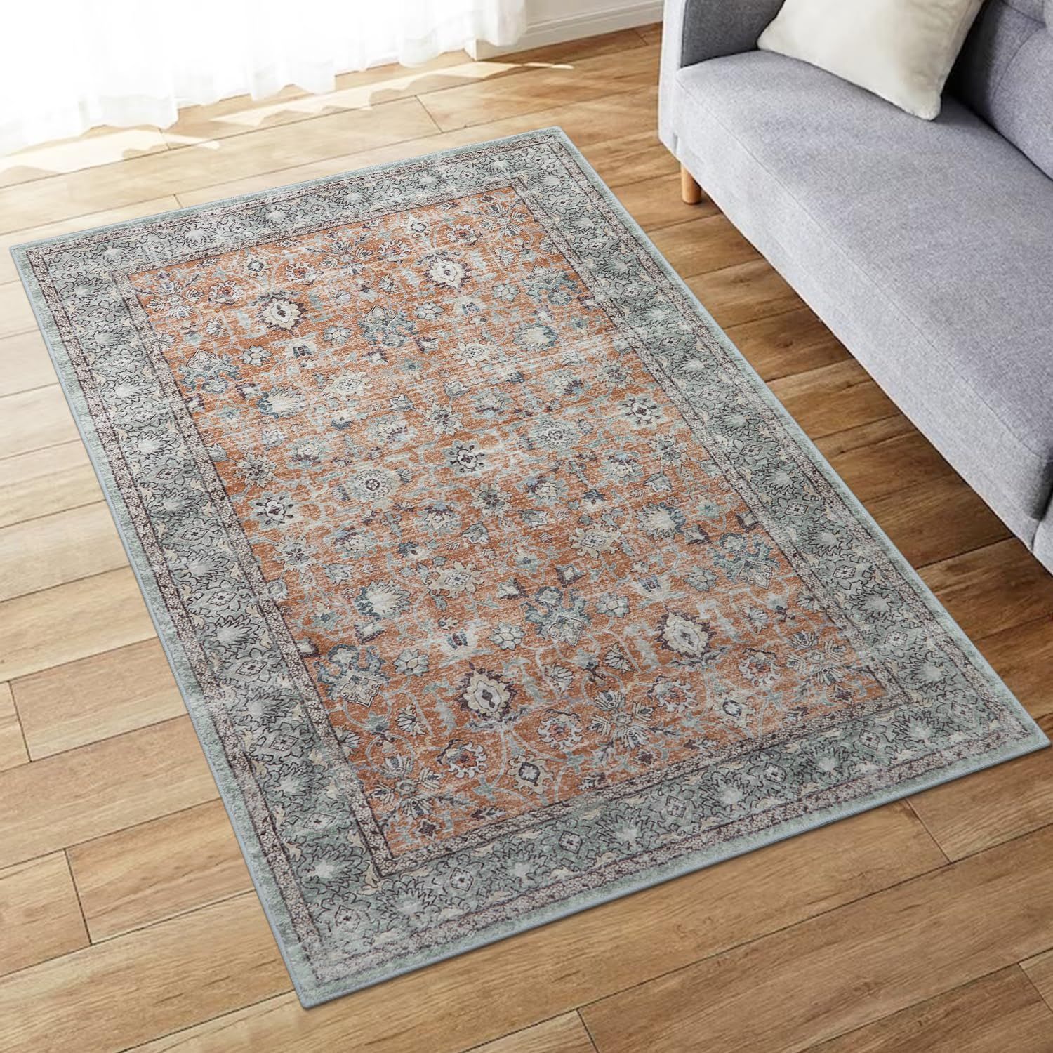 HAOCOO ラグ 洗える 90×150cm オールシーズン適用 ペルシャ風 ラグマット 1畳 ふわふわ おしゃれ 滑り止め 低反発 防ダニ 防臭 軽量 防音マット 室内用 デスクマット ダイニングマット ホットカ