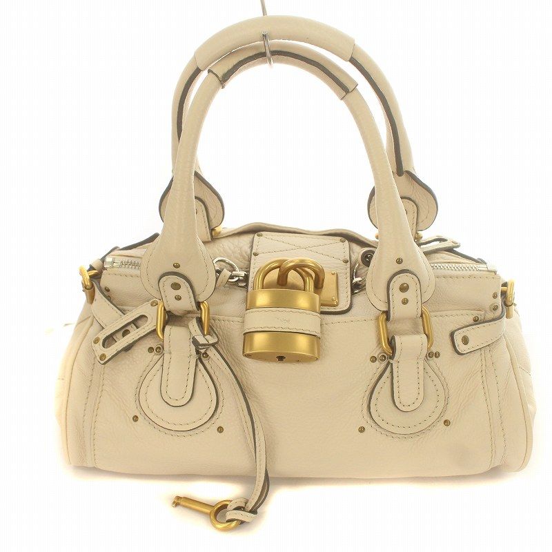 クロエ CHLOE パディントン ハンドバッグ レザー 牛革 ロゴ 南京錠 鍵