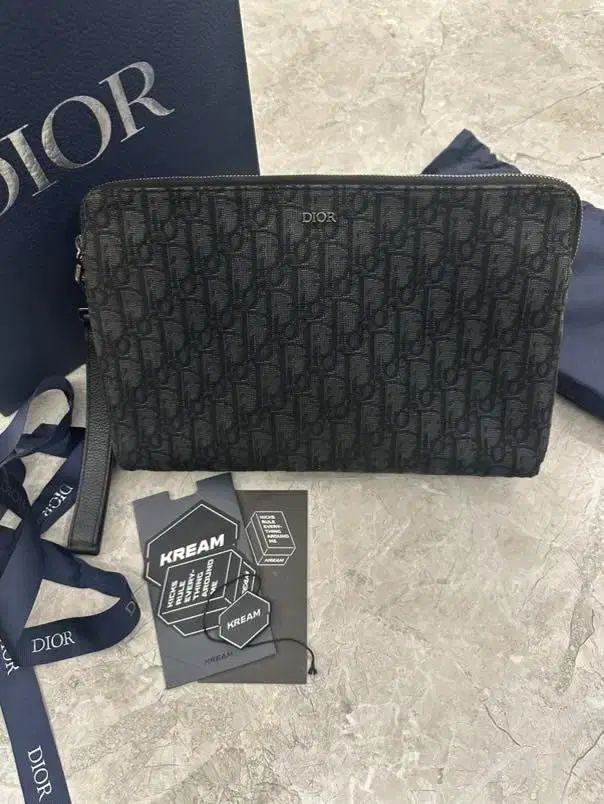 【雷市場（ポンジャン）商品韓国直送】 Dior(ディオール) ポーチ ブラック オブリーク ジャカード クラッチ