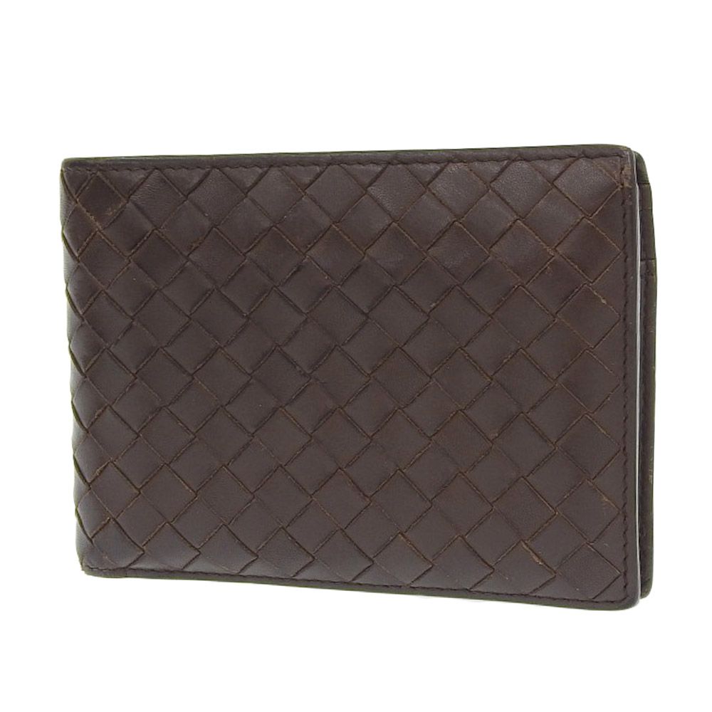 【本物保証】 ボッテガヴェネタ BOTTEGA VENETA イントレチャート 二つ折り 財布 レザー 茶 113112 本物保証】 ボッテガヴェネタ BOTTEGA VENETA イントレチャート 二