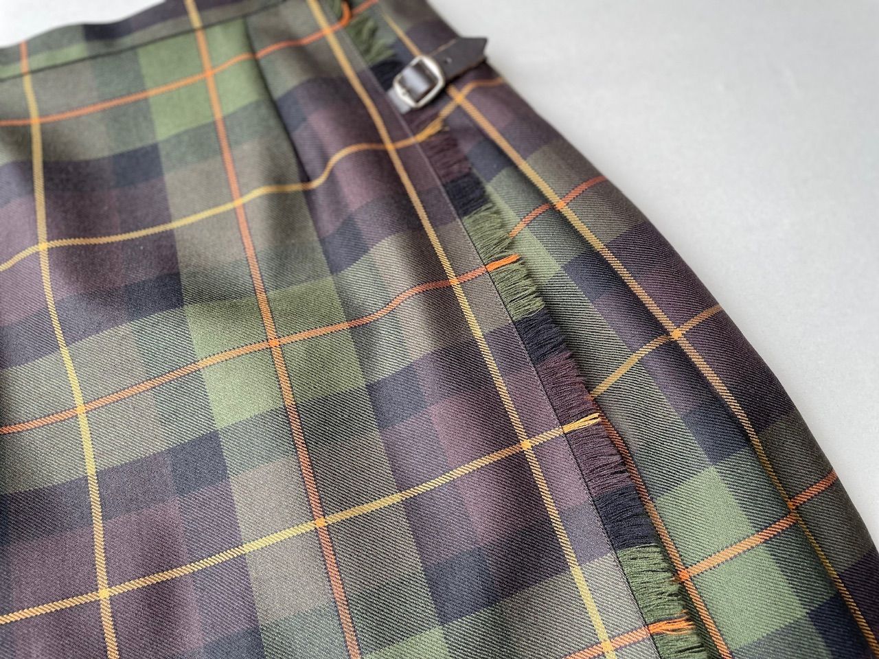 ウーステッドウール キルトプリーツロングスカート