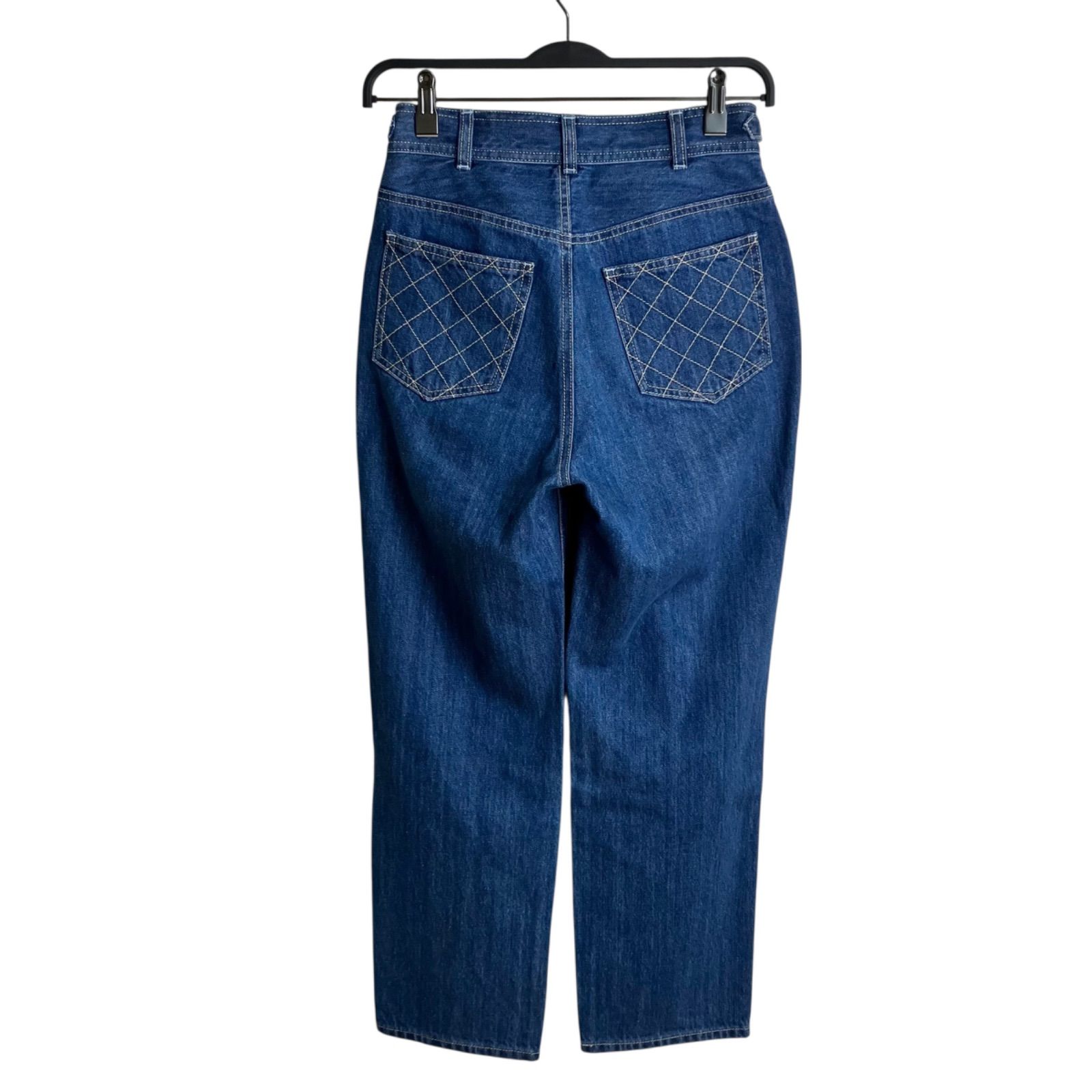 LOULOU WILLOUGHBY デニムテーパードパンツ 1 ブルー 2025SS ルルウィルビー チェーン キルティング刺繍 212410-12-090