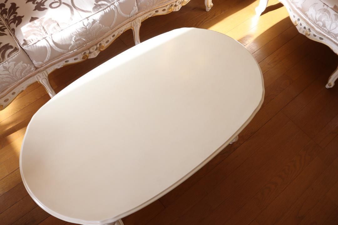 センターテーブル 100cm 猫脚 ホワイト 楕円 イタリア ローテーブル イタリア センターテーブル 100cm 猫脚 ホワイト 楕円形 【公式
