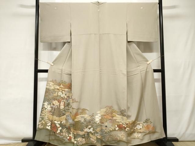 平和屋着物■訪問着　地紙御所解花文　暈し染め　金彩　逸品　未使用　BAAI2918hj 平和屋着物□訪問着 地紙花文 暈し染め 金彩 正絹 逸品