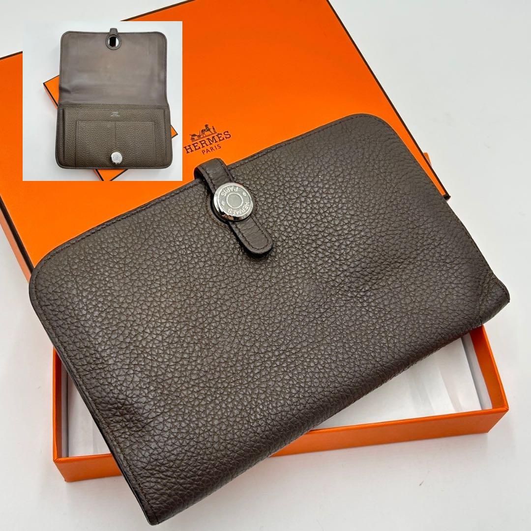 極美品◆HERMES ドゴンGM エトゥープ 長財布 小銭入れあり □J刻印 HERMES Dogon(エルメス ドゴン) 財布・小物(レディース) - 海外通販の