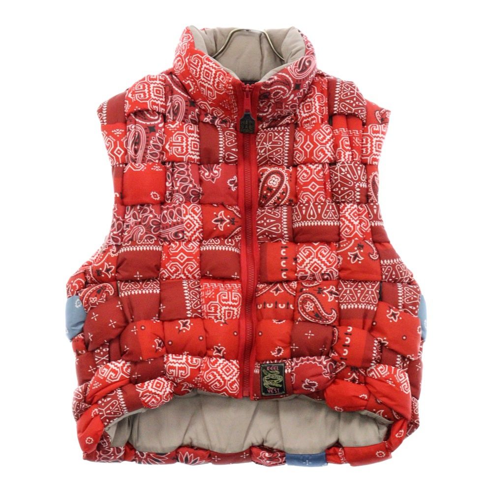 KAPITAL (キャピタル) Bandana Print Nylon Keel Weaving Vest K1910SJ069 バンダナプリントナイロンキールウィービングベスト 中綿ブルゾン リバーシブル レッド