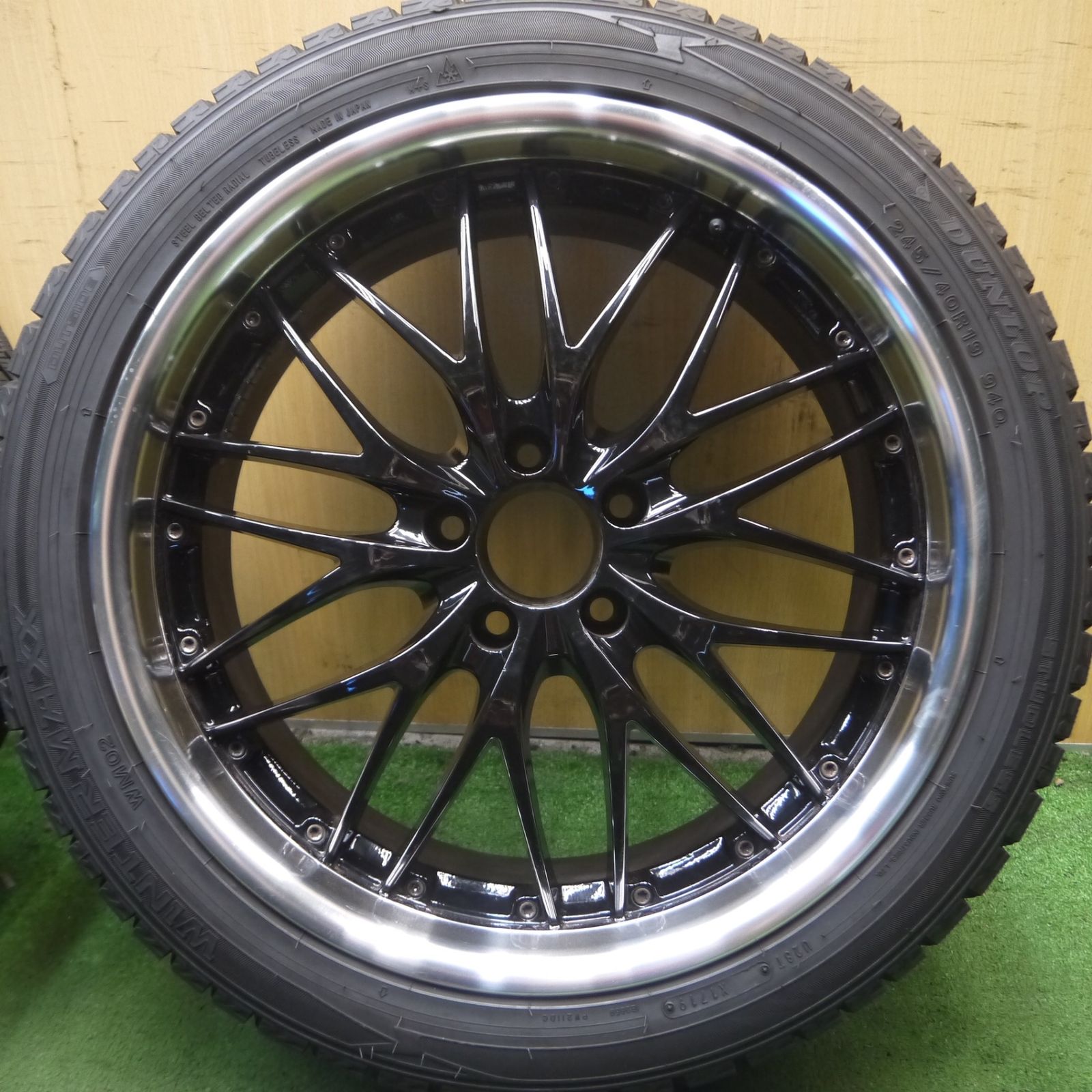 *送料無料* バリ溝！9.5分★ベンツ 等 245/40R19 スタッドレス ダンロップ ウインターマックス WM02 社外 アルミ 19インチ PCD112/5H★4073003Hス