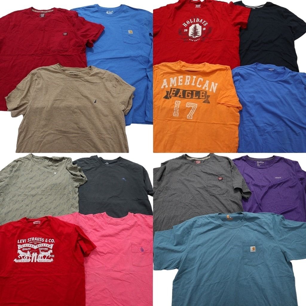 古着卸 まとめ売り ブランドMIX 半袖Tシャツ 14枚セット (メンズ 2XL /3XL )  ラングラー オールドネイビー 中古 古着 MY0137