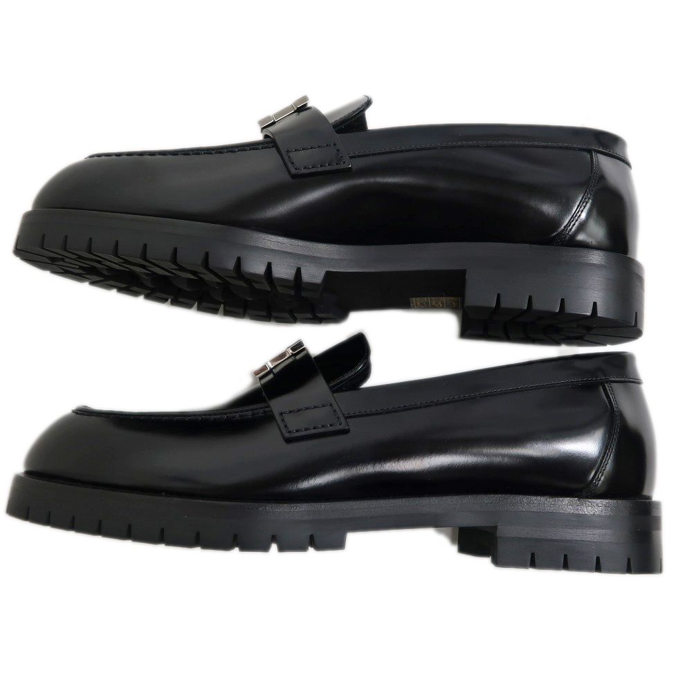 名東】エルメス モカシン フォーブル サイズ37 1/2 ブラック シルバー