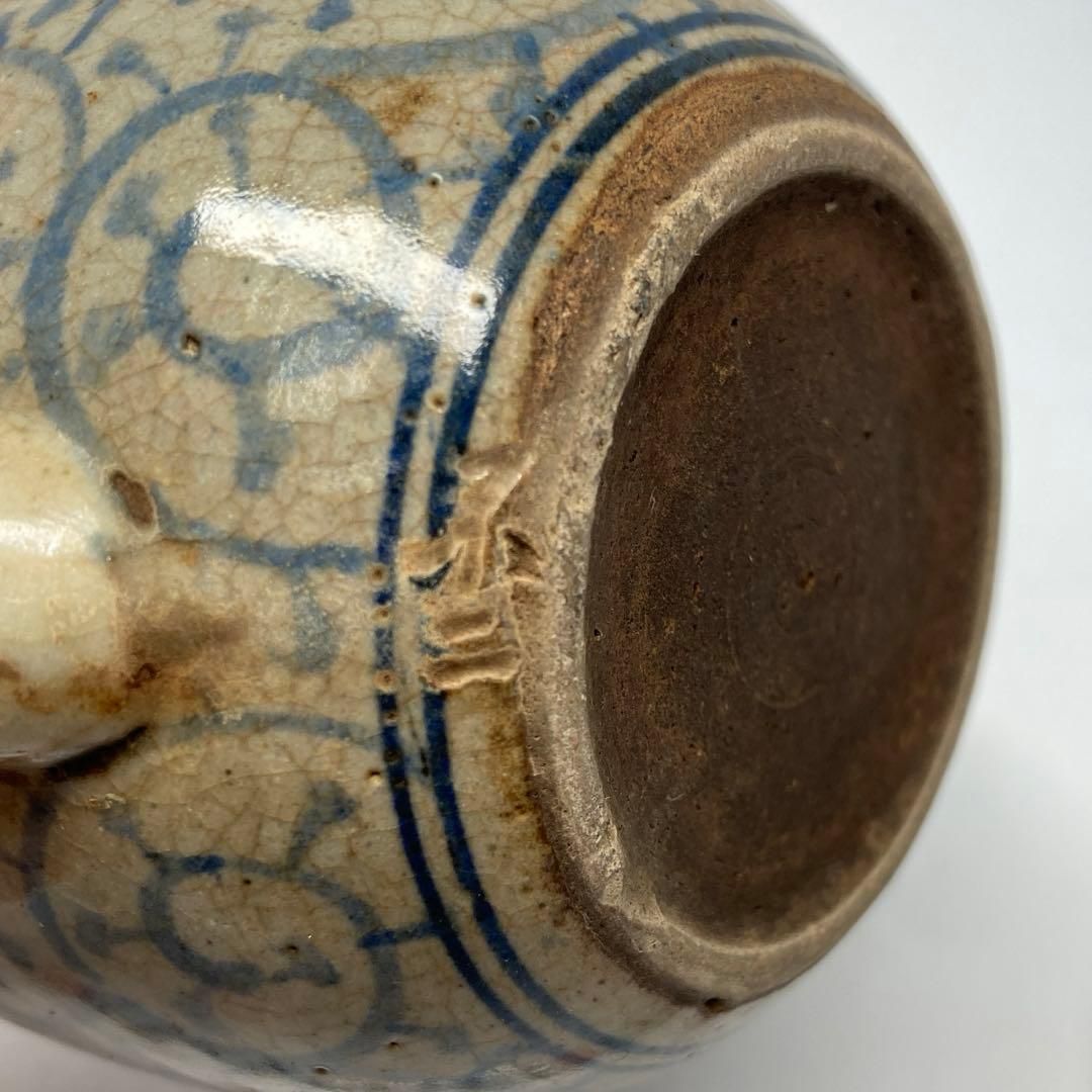 江戸時代　唐草模様急須　木箱付　横幅12.5㎝　東Y6-0319①タウチ 江戸時代 唐草模様急須 木箱付 横幅12.5㎝ 東Y6-0319①タウチ 急須