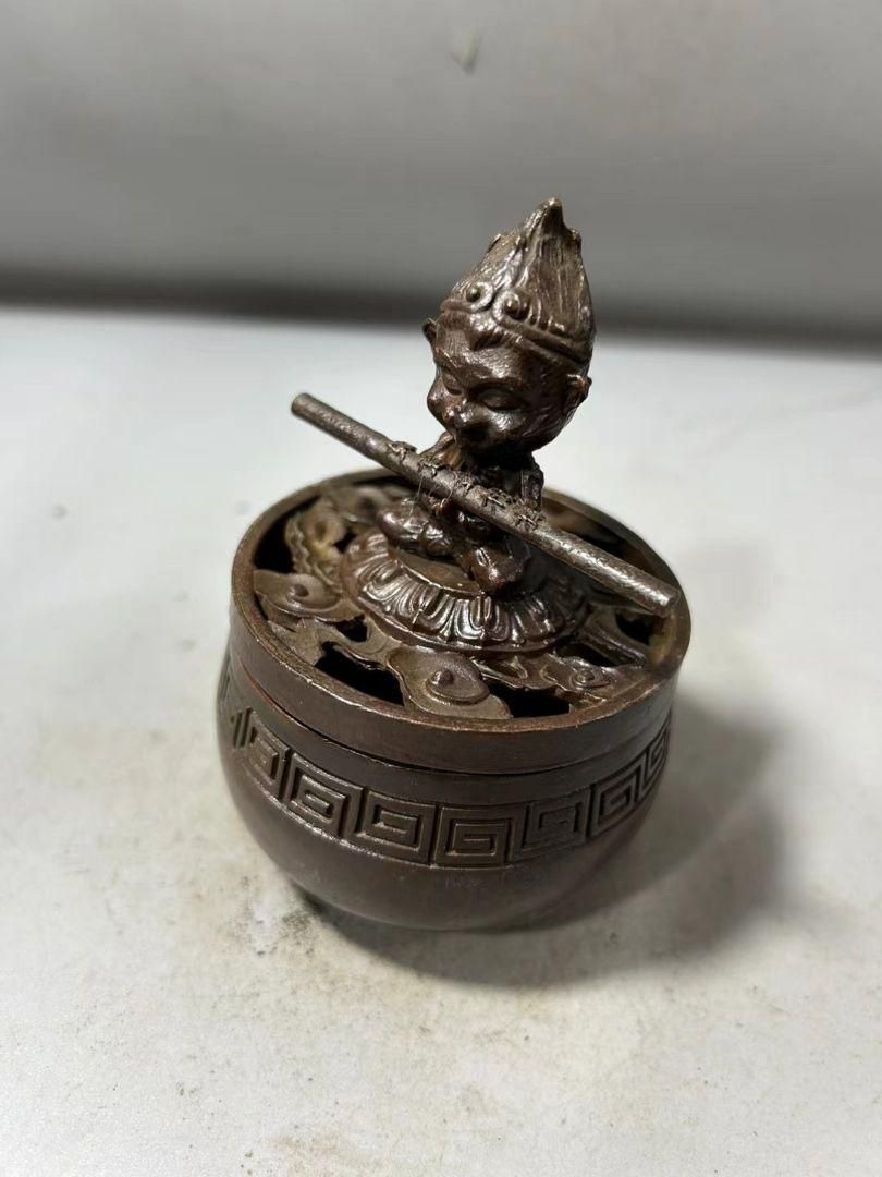 銅 細工 茶道具 香道具 孫悟空 香炉 工芸品 美術品 置物 銅 細工