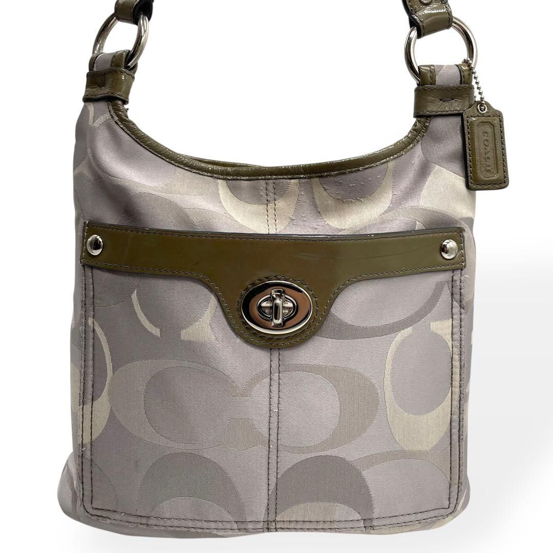 【良品】コーチ　ショルダーバッグ　シグネチャー　レザー　キャンバス　斜め掛け　茶 良品 コーチ COACH ショルダーバッグ 斜め掛け クロスボディ
