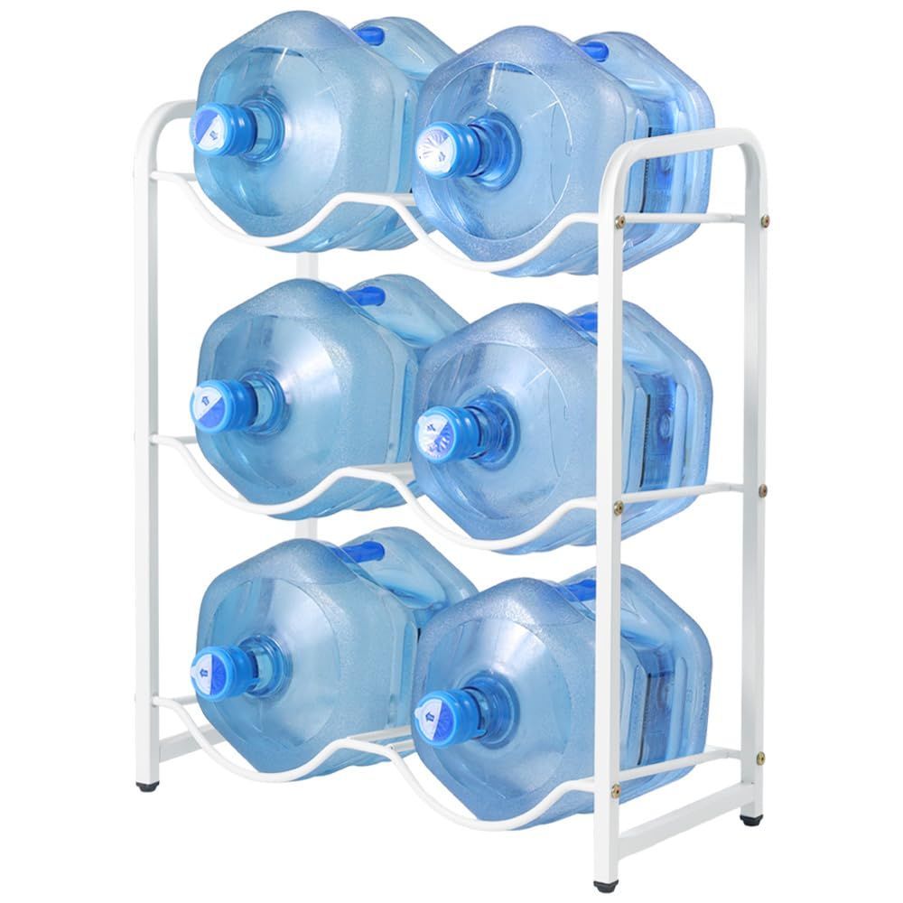 ガロンボトル アジャスター付き 3段 縦置き型 ウォーターボトルラック 省スペース ウォーターボトル収納ラック ホワイト UPstore 2×3段 6本収納タイプ