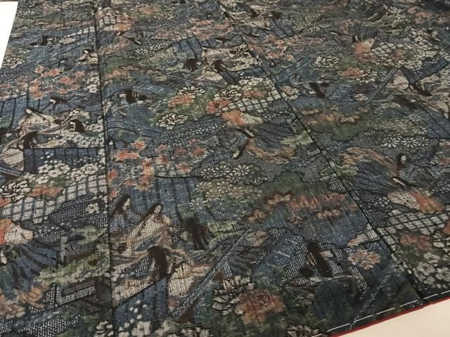 平和屋着物○本場本真綿結城紬 100亀甲 人物風景花文 やまと誂製 証紙