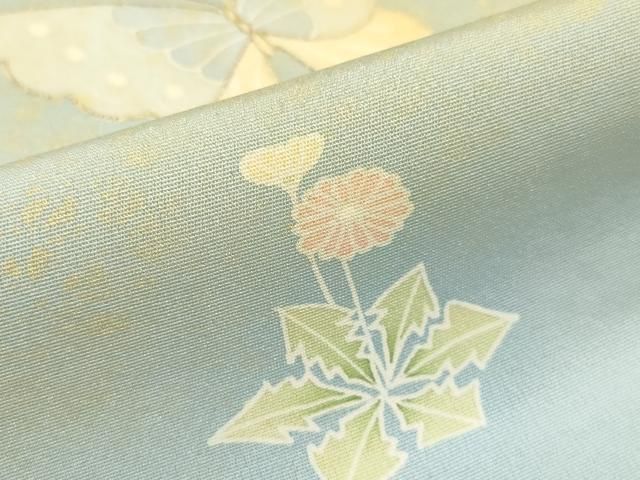 平和屋着物▽道行コート 単衣 花蝶文 金彩 正絹 逸品 CAAT5710id