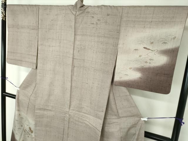 平和屋着物○生紬 訪問着 楽器笹文 正絹 逸品 DAAX4465ps