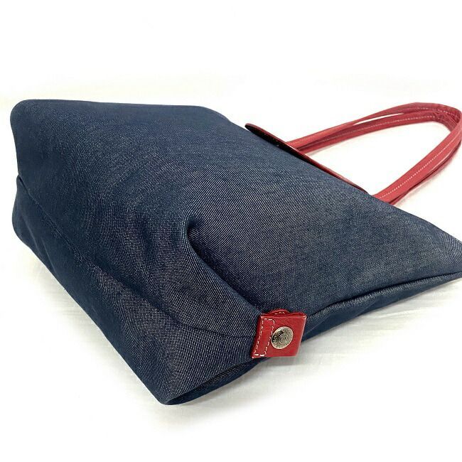 ハンティングワールド トートバッグ レッド ブルー 美品 レザー デニム