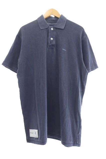 ディセンダント DESCENDANT 19SS CACHALOT REG SIZE POLO SS ロゴ くじら 刺繍 レギュラー サイズ 顔料染め 半袖 ポロシャツ 191ATDS-CSM17 L 紺 ネイビー ブランド古着ベクトル 中古  231215