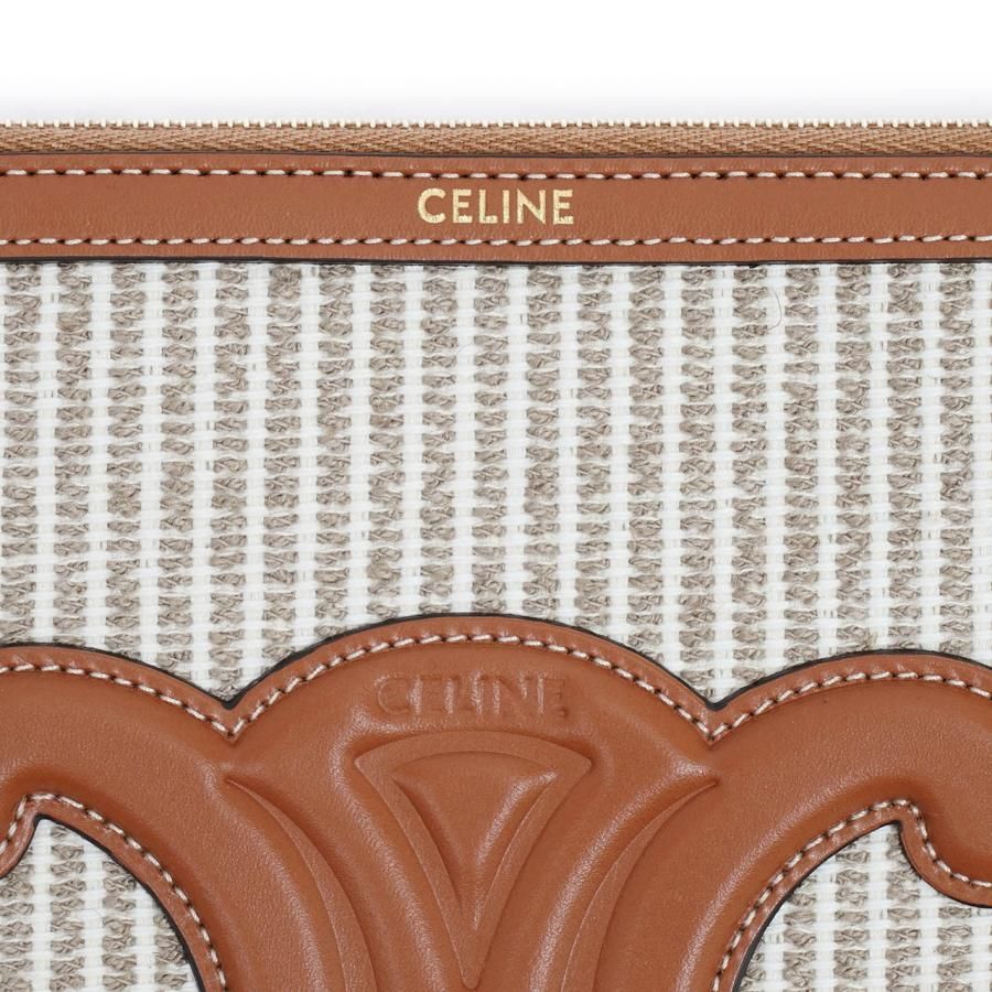 CELINE セリーヌ ポーチ 10J502FCT ストラップ付きスモールポーチ SMALL POUCH WITH STRAP CUIR  TRIOMPHE IN STRIPED TEXTILE AND CALFSKIN - メルカリ
