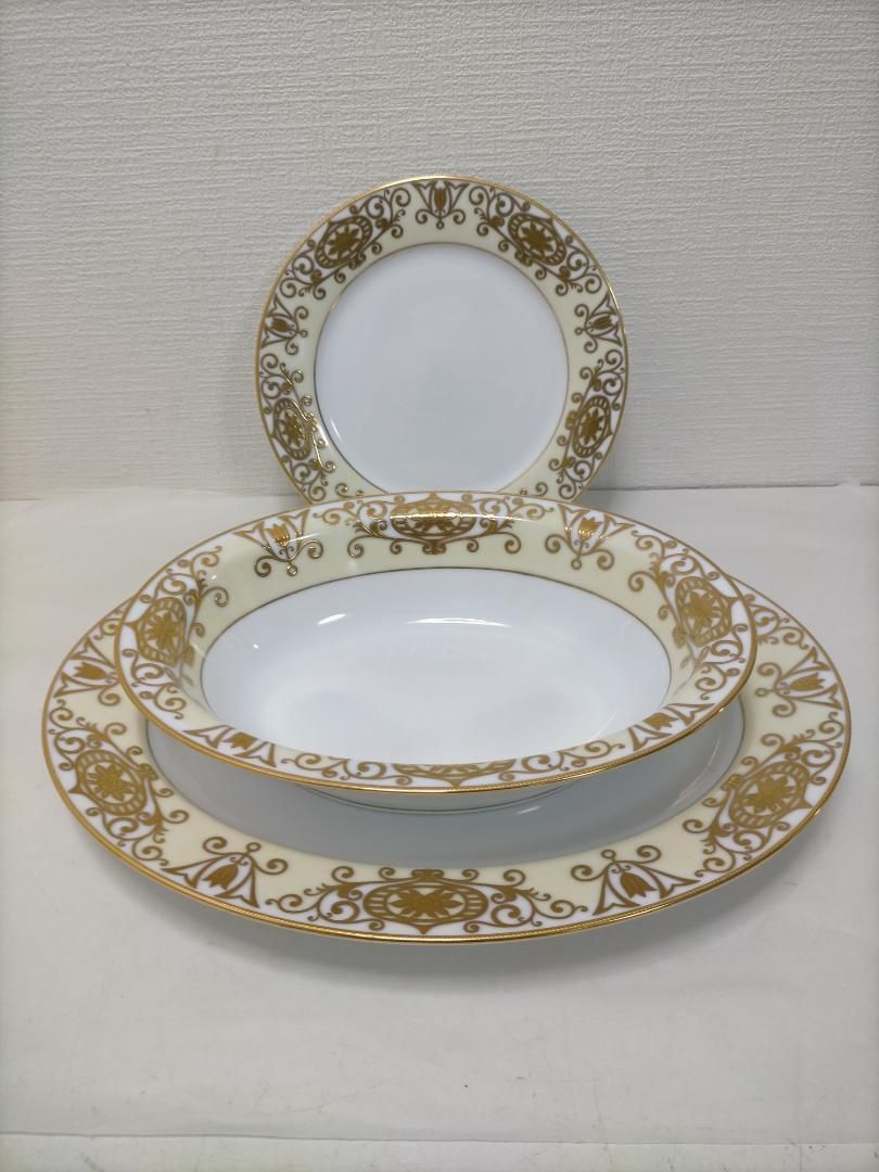 ノリタケ No.175 クリスマスボウル 金彩装飾 洋食器 プレート 大皿 オーバル深皿 中皿 ３点セット アンティーク レトロ 251016-4T