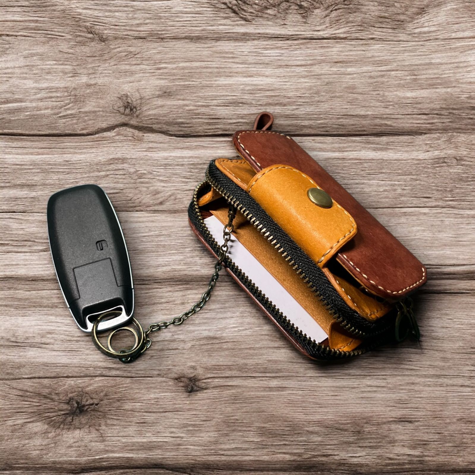 キーケース☆鍵４本、スマートキー、カード2枚収納可能☆コインケース