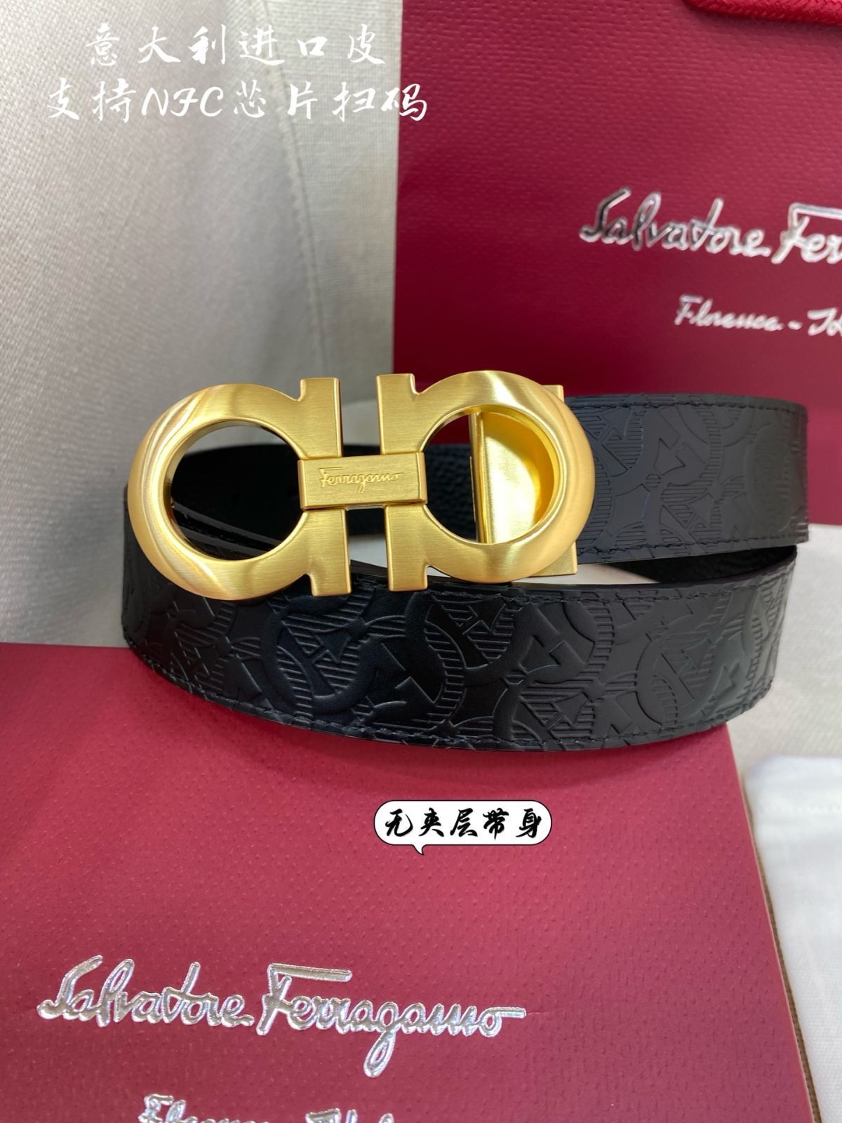 今日 Ferragamo イタリア製 本革ベルト-2