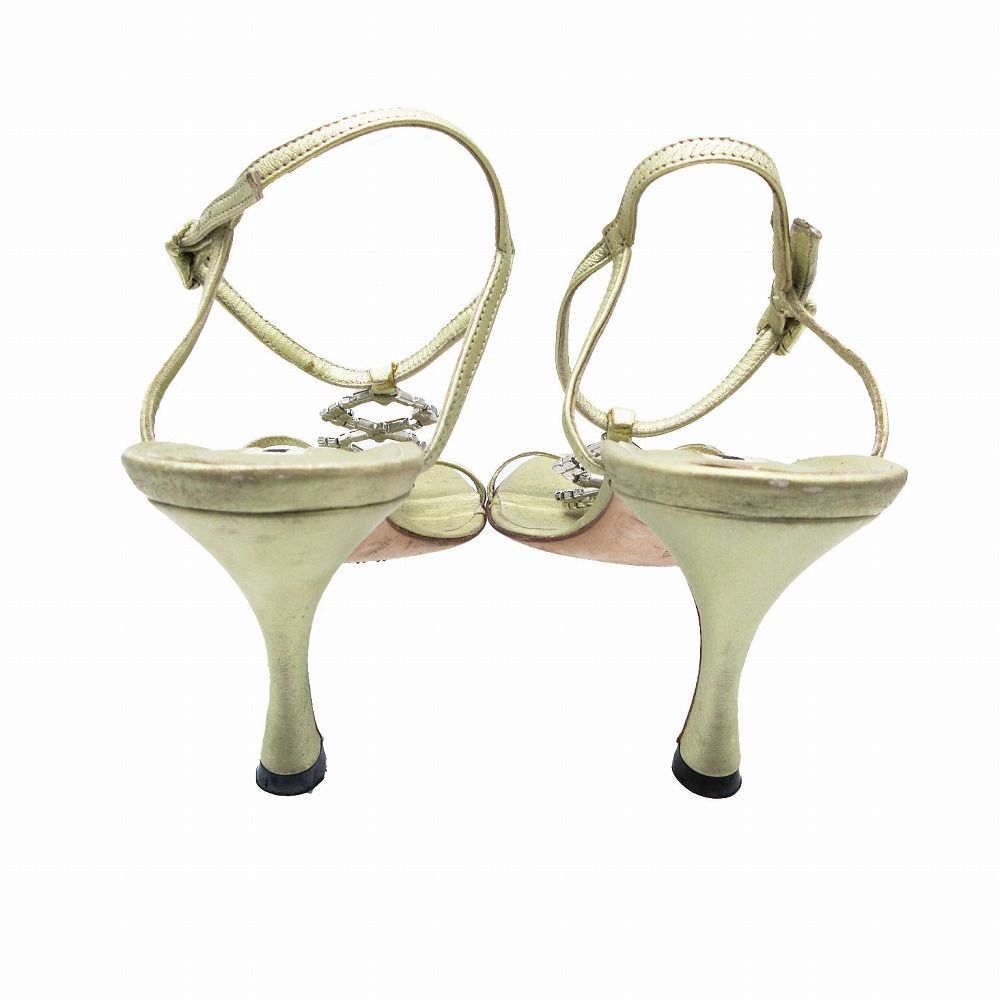 マノロブラニク MANOLO BLAHNIK Tストラップ ビジュー サンダル 