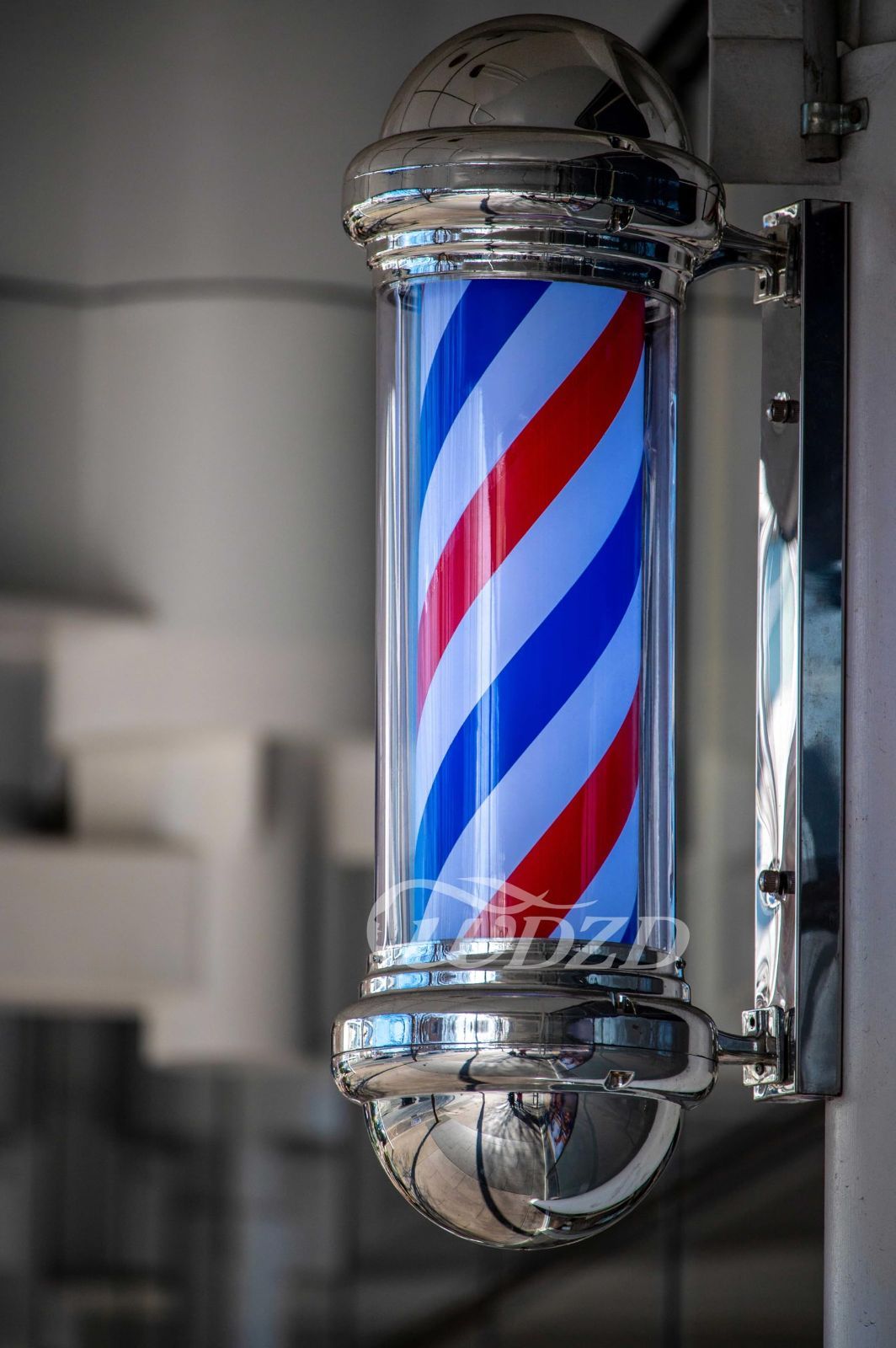 銀ストライプ床屋のマーク 壁掛け式