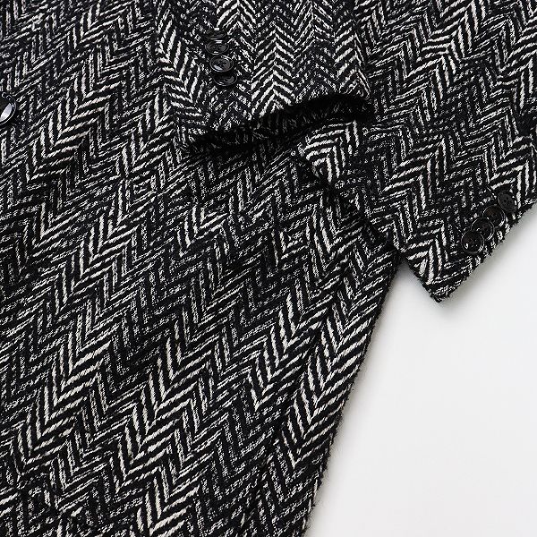 DIESEL/ディーゼル チェスターコートチャコールブラック メンズ DIESEL ディーゼル ウールミックス ヘリンボーン