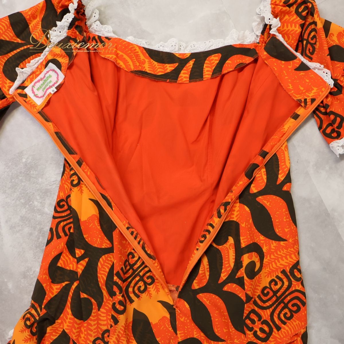 フラダンス 衣装 ワンピース ドレス オレンジ系 フラ ダンス メネフネ