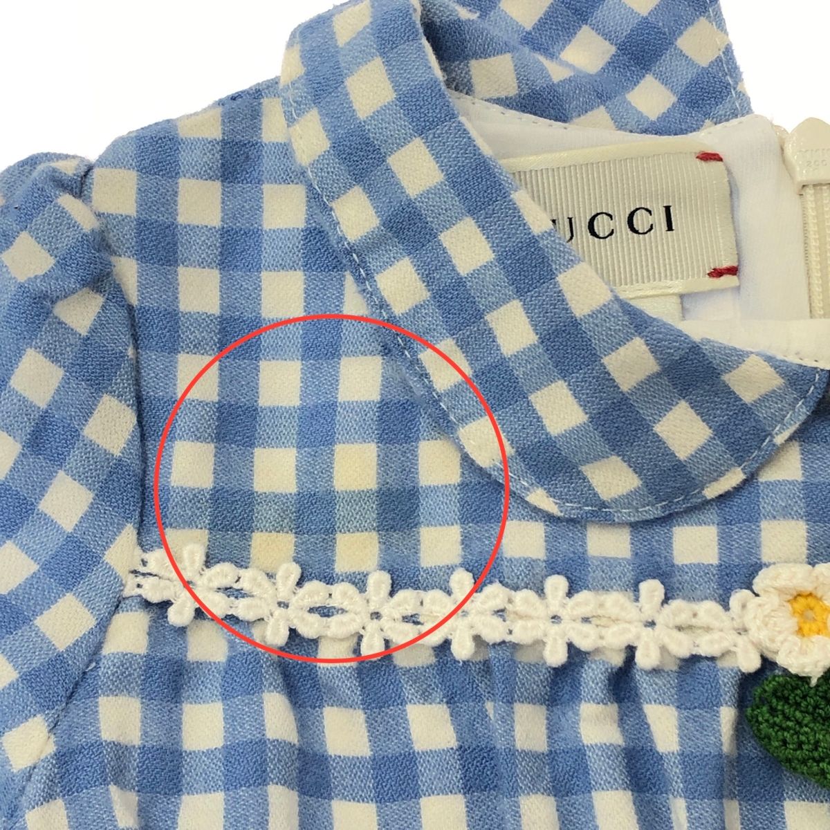 GUCCI グッチ イチゴ 襟付き チェック柄 長袖 ワンピース サイズ:18