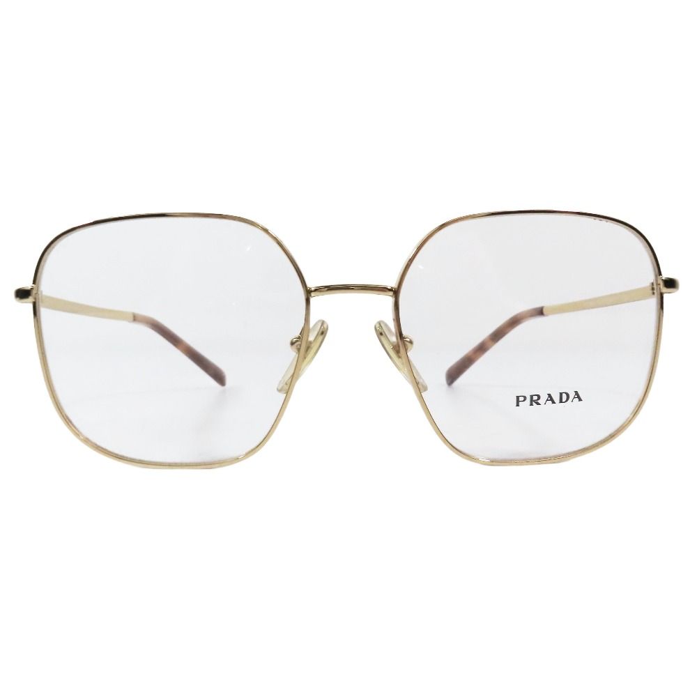 PRADA プラダ 眼鏡 アイウェア フルリム メタルフレーム スクエア型 デモレンズ 53□17 5AK-1O1 135 ゴールド ブラウン メンズ レディース 古着