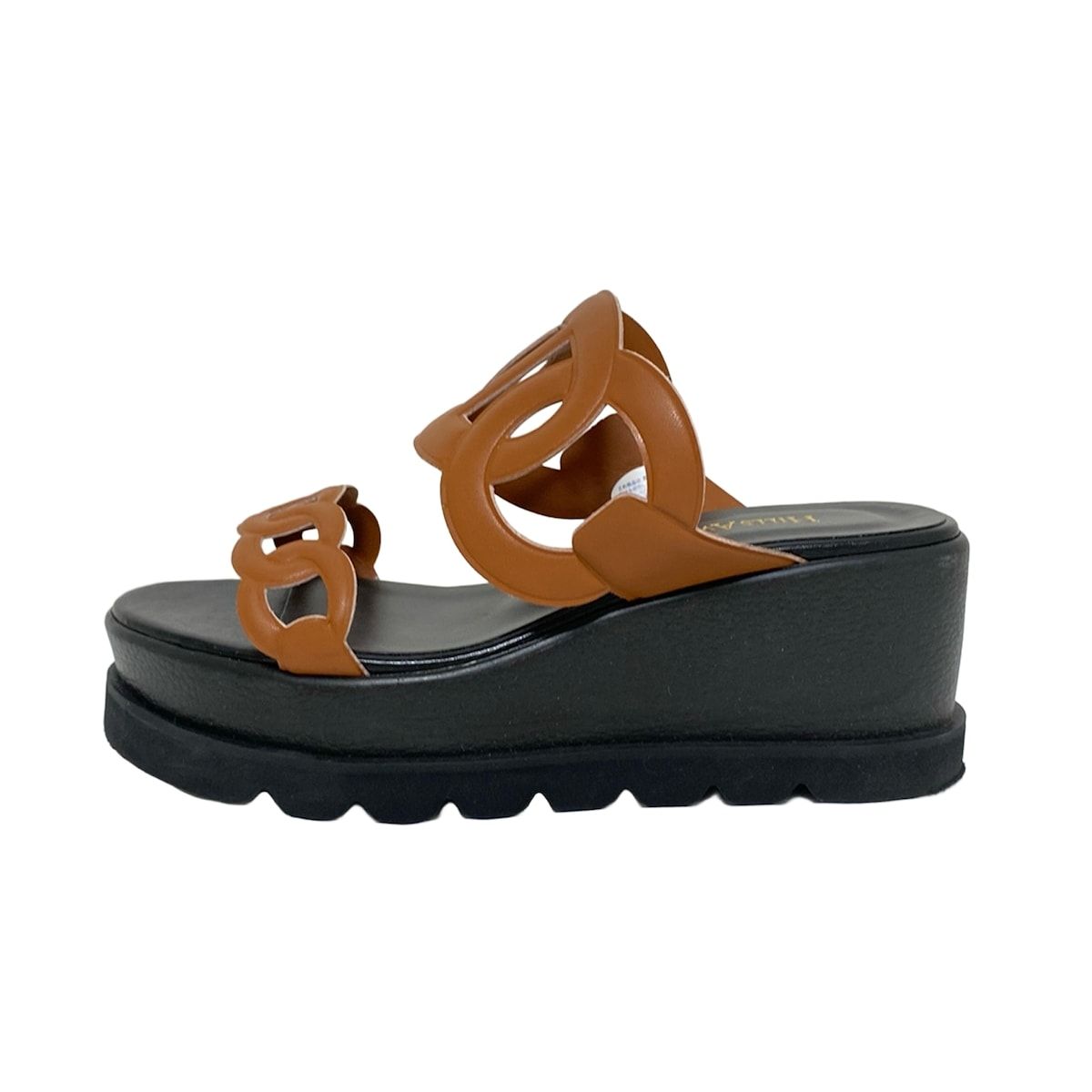 Hills Avenue 自由が丘 ヒルズ アベニュー ミュール 23 レディース - ブラウン×黒 ウェッジソール レザー