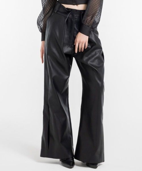 DURAS フェイクレザーデザインパンツ