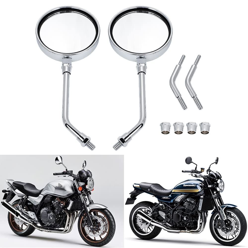 数量 左右セット 汎用 丸型 ゼファー400 cb400sf z900rs ラウンドミラー シルバー 正ネジ 10mm ロング ショート ミラー バイク