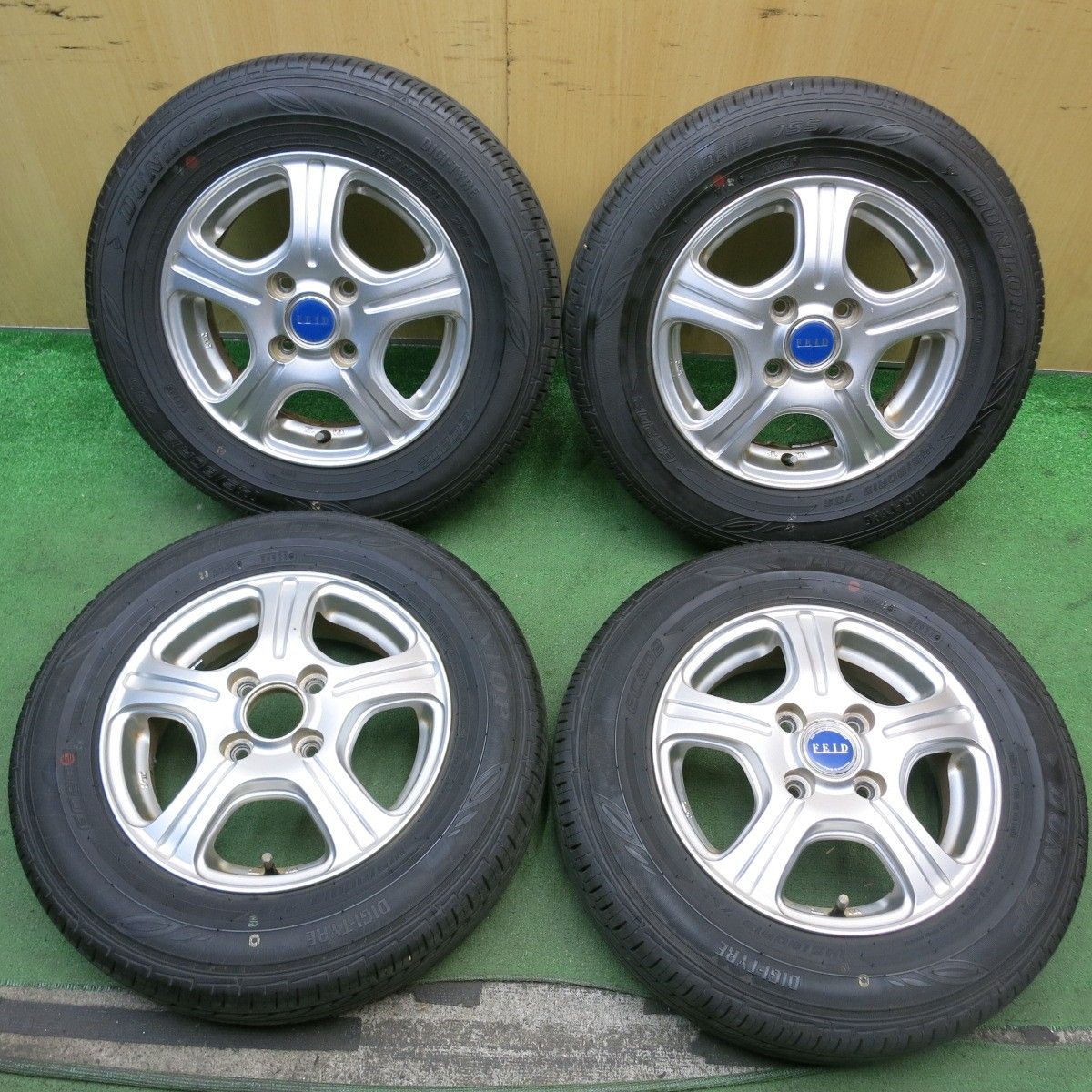 4本価格 23年 145 80R13 ダンロップ EC202 FEID 社外 アルミ 13インチ PCD100 4H 5092806HAノ