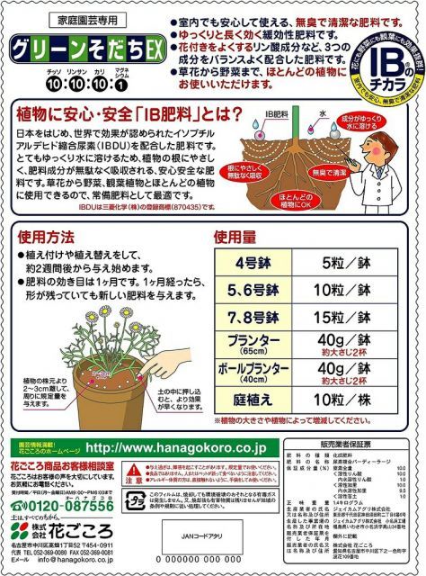 1.4kgｘ5袋 IBのちから～白いツブツブの緩効性肥料