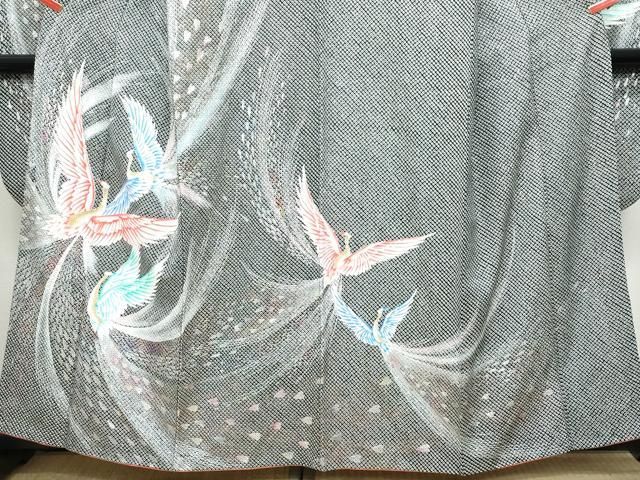 平和屋着物○豪華振袖 総絞り 孔雀文 黒地 金銀彩 正絹 逸品  