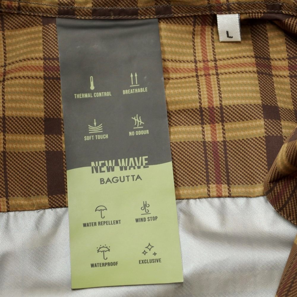 【新品】バグッタ Bagutta ポリエステル チェック ジップアップ シェルジャケット ベージュxオリーブxダークブラン【サイズL】【メンズ】-4