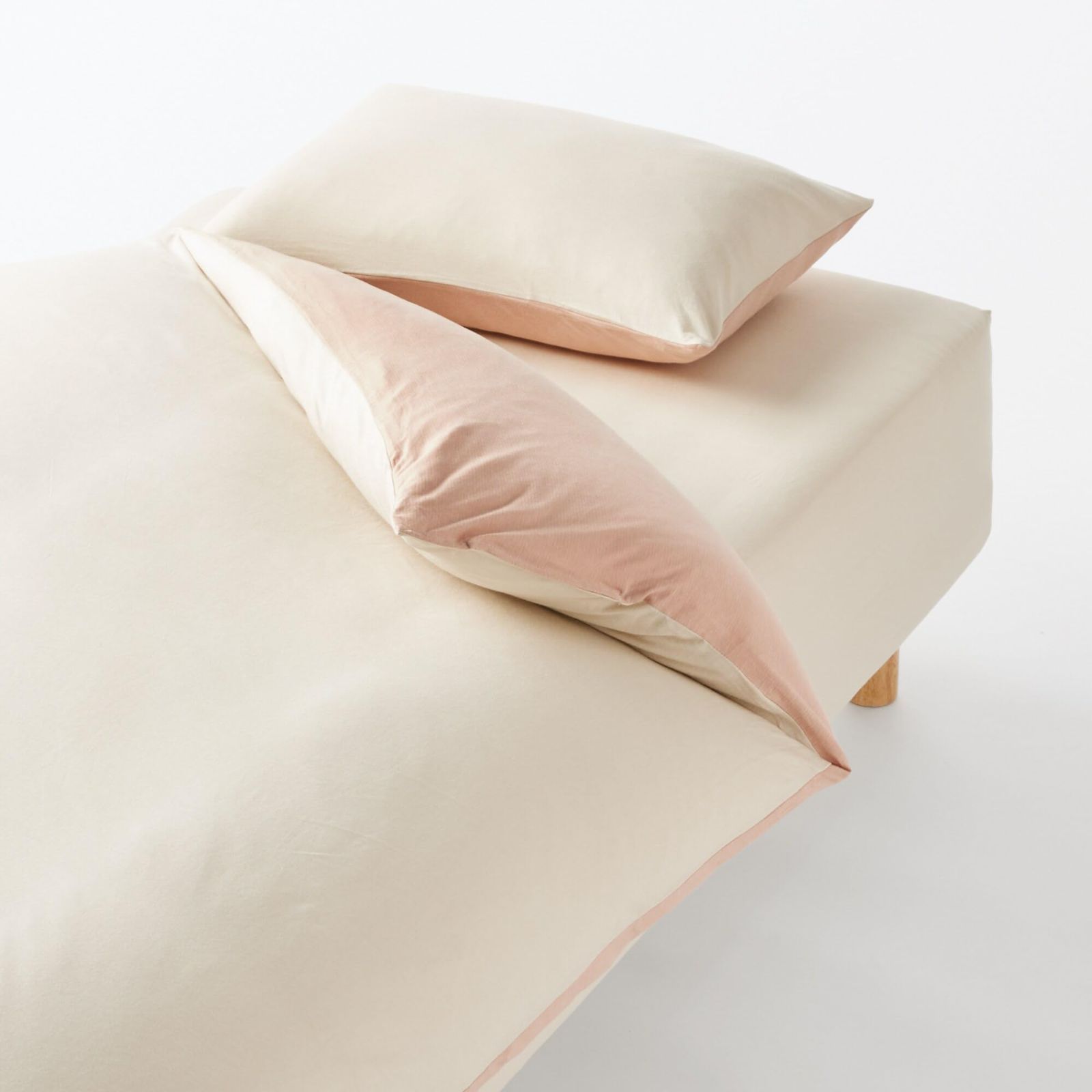 無印 あったか綿ボックスシーツ ライトベージュ ダブルサイズ 140×200×18～28cm用 83413149