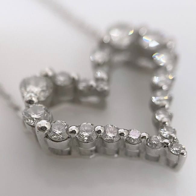 ハート ネックレス ホワイトゴールド WG f-20513 美品 ダイヤ - メルカリ