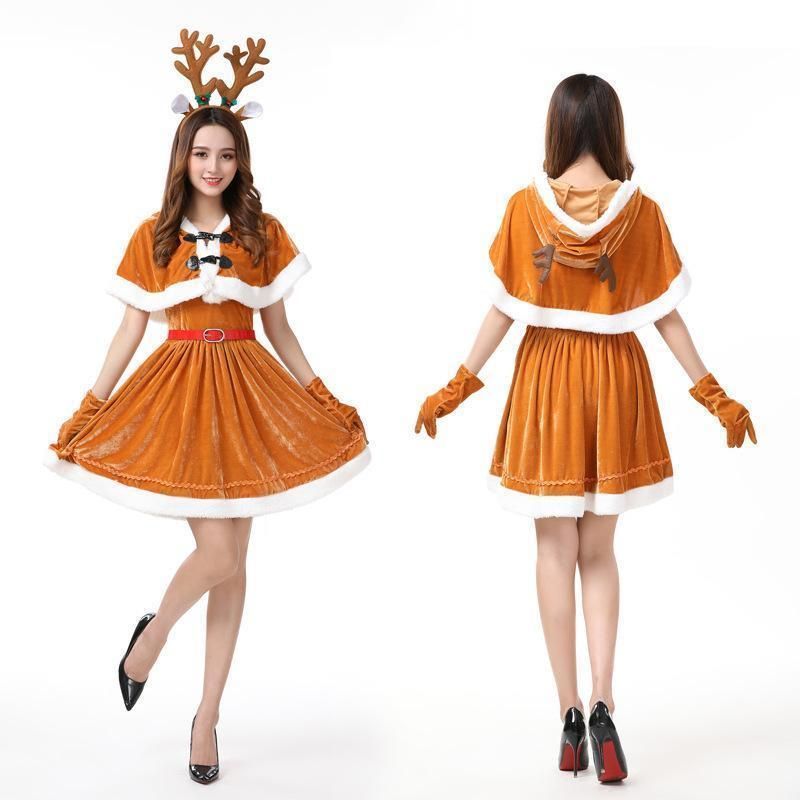 クリスマス コスプレ レディーストナカイ サンタ 衣装クリスマス コスチューム サンタクロース コスプレ サンタコスチューム ワンピース ロング サンタ耳