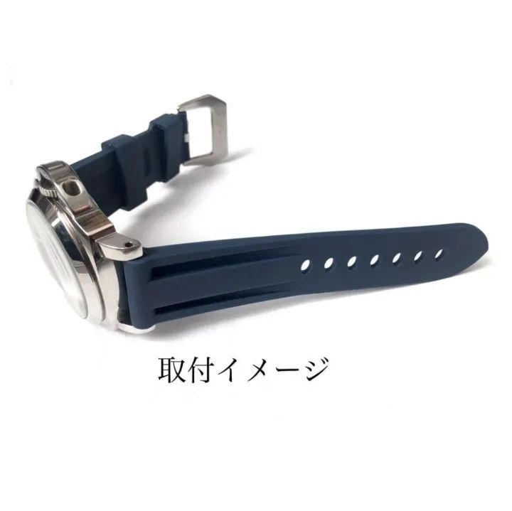 22mm 腕時計 メンズ用 シリコン ラバーベルト ネイビーブルー 紺 