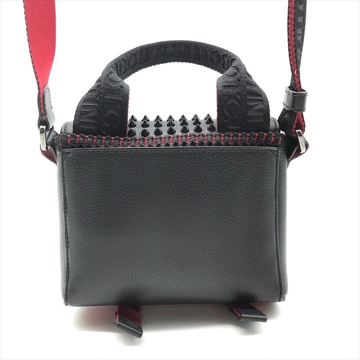 超 Christian Louboutin ルブタン 2WAY ミニ ルビクリック スタッズ メッセンジャー ショルダー バッグ ブラック ブランド 鞄 a10524