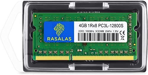 DDR3-SODIMM-1600_1x4gb-1rx8-12800SL-緑色 Rasalas 4GB 1Rx8 PC3L-12800S DDR3L 1600MHz DDR3 SO-DIMM RAM 1.35V CL11 204-Pin PC3-12800 La